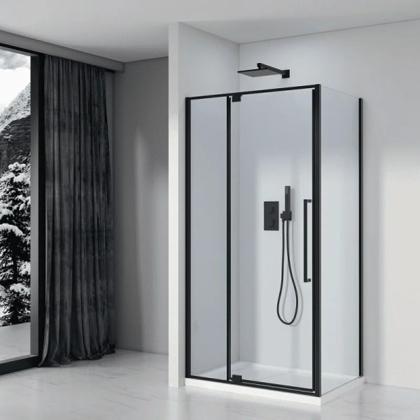 Душевой уголок Black&White Stellar Wind 100x80 см профиль черный, стекло прозрачное 8181000 (детальная фотография), современные, hi-tech