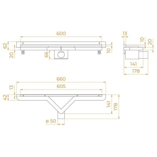 Душевой лоток RGW SDR 60 см хром 21216000-011 (детальная фотография), душевой лоток