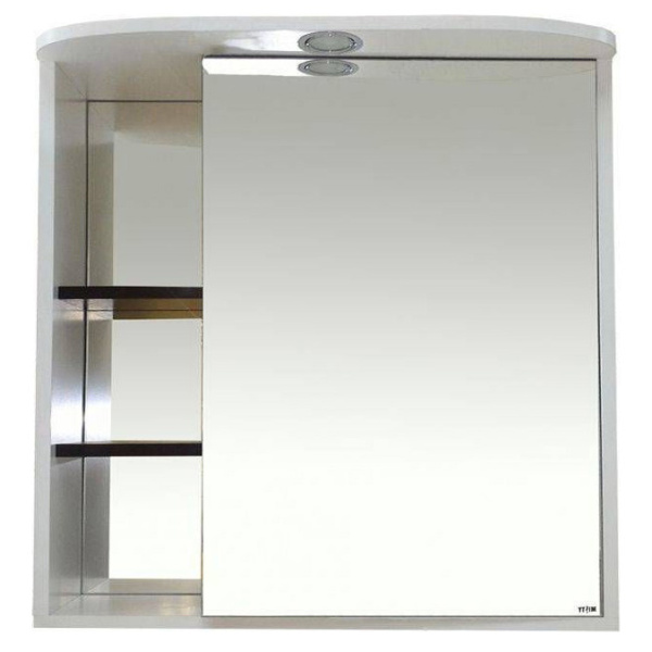 Зеркальный шкаф, зеркало справа, полочки слева, цвет белый/чёрный, Misty Венера П-ВНР04080-25СВП (детальная фотография)