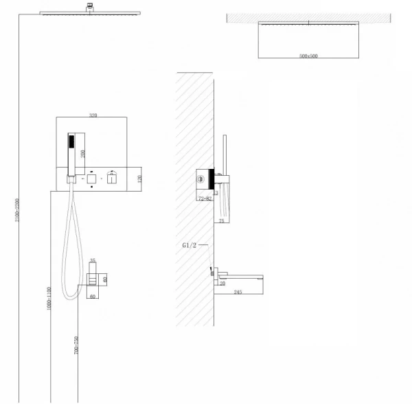 Душевой комплект Abber Daheim сатин AF8254SP (детальная фотография), комплекты