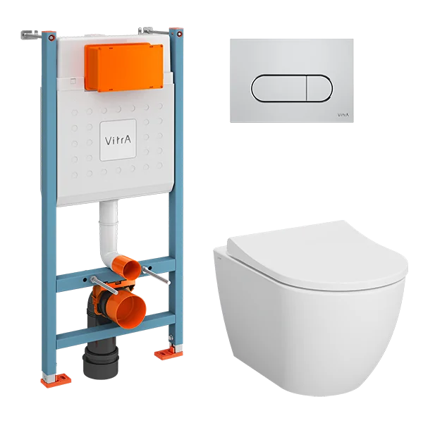 Унитаз с инсталляцией VitrA Mia безободковый 9873B003-7201 (детальная фотография)