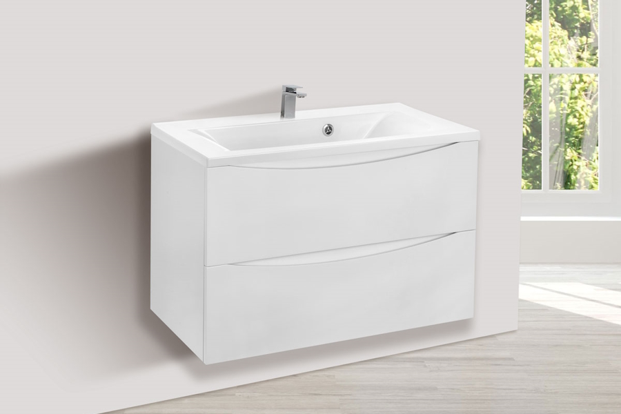 Тумба под раковину подвесная Vincea Mia 79 см G.White VMC-2MA800GW (детальная фотография), современная, hi-tech