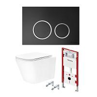 Унитаз с инсталляцией Tece TECEspring панель смыва черная