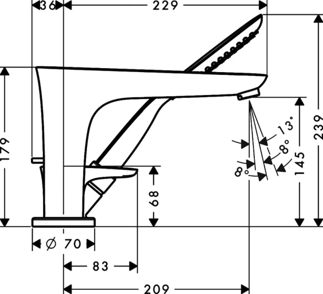 Смеситель для ванны Hansgrohe PuraVida 15432400 хром-белый (детальная фотография), для ванны