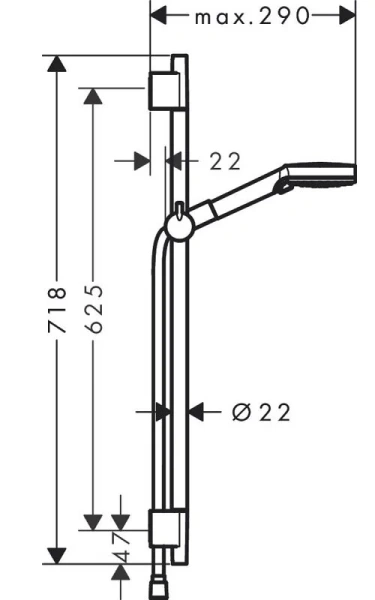 Душевой гарнитур Hansgrohe Vernis Blend черный матовый 26422670 (детальная фотография), душевые гарнитуры