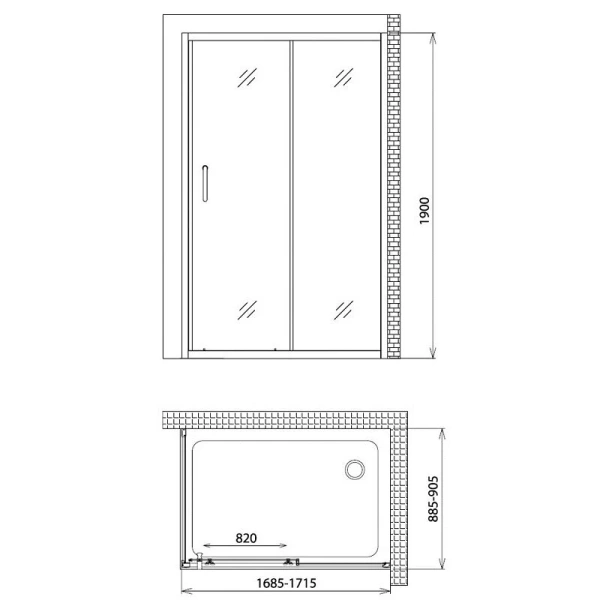Душевая дверь Gemy Victoria 170 S30191G (детальная фотография), современные, hi-tech
