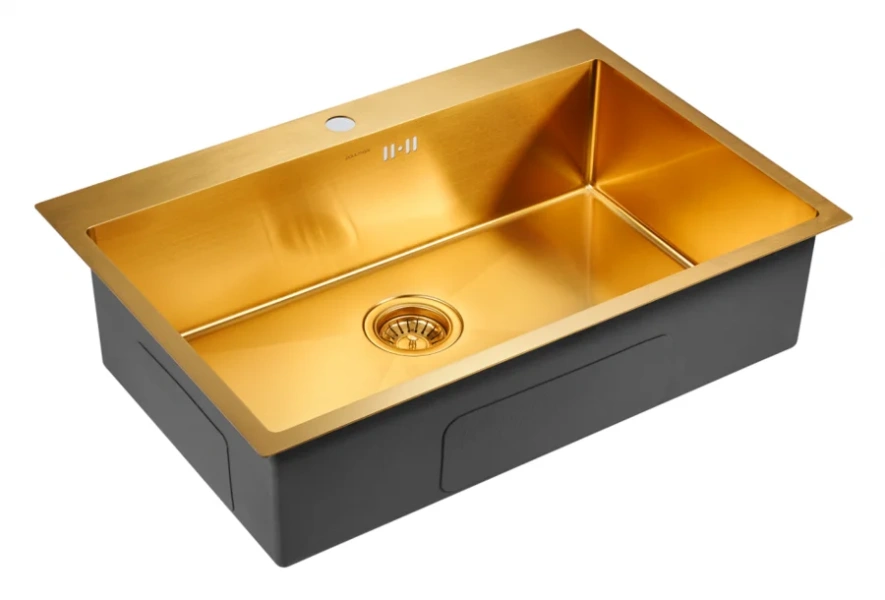 Мойка для кухни Paulmark Vast 75 см брашированное золото PM217551-BG (детальная фотография), прямоугольной формы