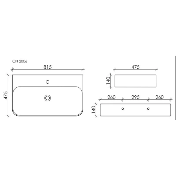 Раковина Ceramica Nova Aura 81.5 см белая CN2006 (детальная фотография), современные, hi-tech