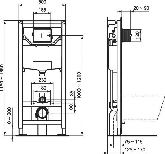 Унитаз с инсталляцией Ideal Standard Tesi черный матовый T3868V3 (детальная фотография) index_1