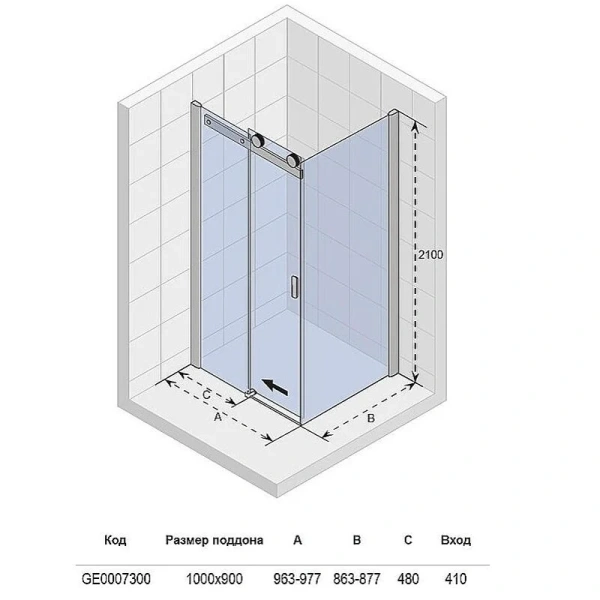 Душевой уголок Riho Baltic B203 GE0007300 100x90 см G002005120 (детальная фотография), прямоугольные
