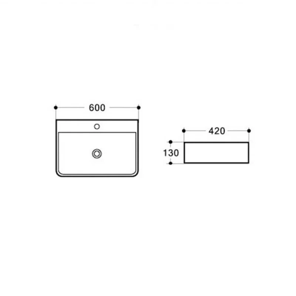 Раковина Vincea 60 см накладная VBS-303 (детальная фотография), современные, hi-tech