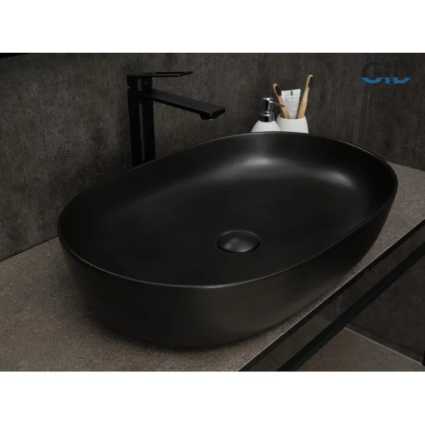 Раковина GID Lago Bm1348 61 см черная 53355 (детальная фотография), накладные (на столешницу)