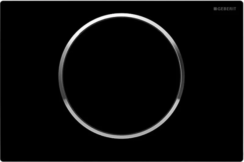 Клавиша смыва Geberit Sigma 10 черная/обод хром глянцевый 115.758.KM.5 (детальная фотография)