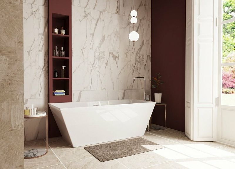 Ванна из литьевого мрамора Эстет Манхэттен 175x77 см белая матовая ФР-00014435 (детальная фотография), 175x75 см