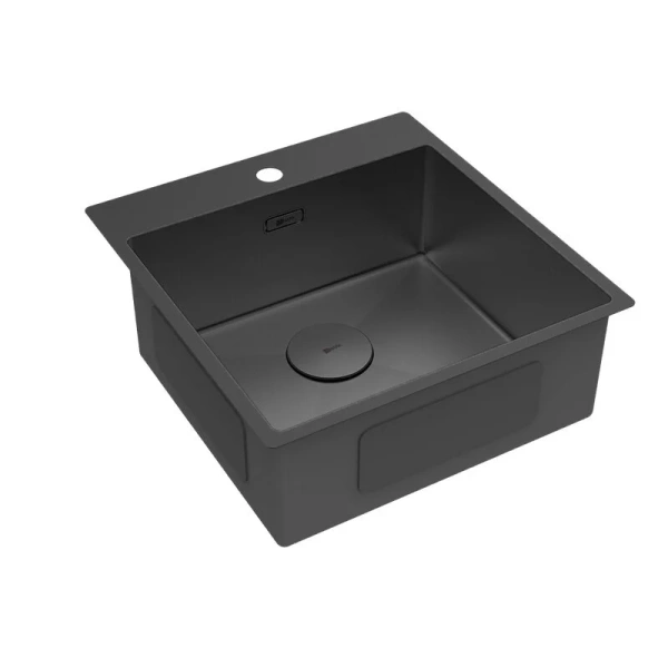 Мойка для кухни Lemark Janga 49 см чёрный матовый 9932108 (детальная фотография), из нержавеющей стали, стальные, металлические