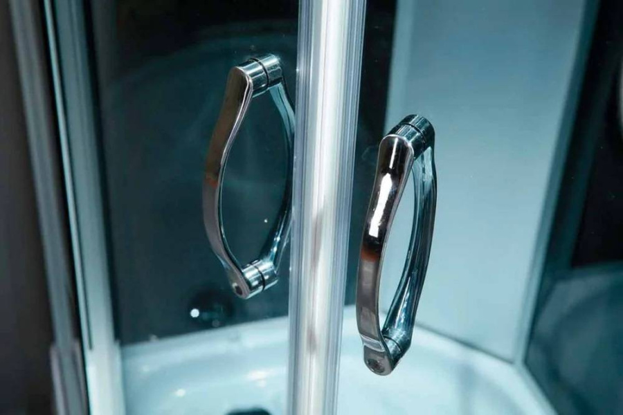 Душевая кабина Erlit Comfort ER3510TP-C 100х100 см с сиденьем (детальная фотография), угловые, недорогие, для дачи, без гидромассажа, c тропическим душем, с крышей, с сиденьем