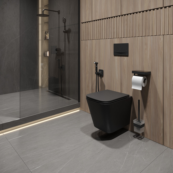 Унитаз подвесной Lemark Florex черный матовый 9612002 (детальная фотография), фарфор, керамика