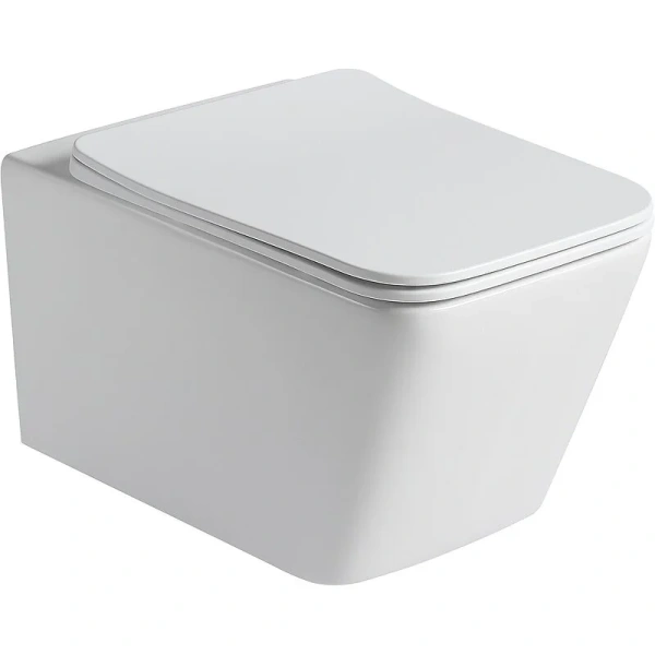 Унитаз подвесной SantiLine безободковый белый матовый SL-5007MW (детальная фотография)