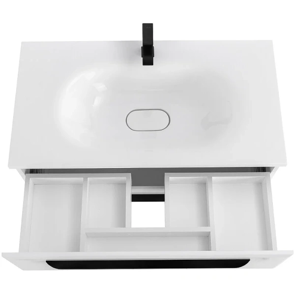Тумба под раковину подвесная Cezares Eco 75 см bianco lucido ECO-750-2C-SO-BL (детальная фотография), подвесная, пристенная