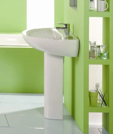 Раковина Jacob Delafon Patio 55 см подвесная E4158NG-00 (детальная фотография), круглой формы, тюльпан