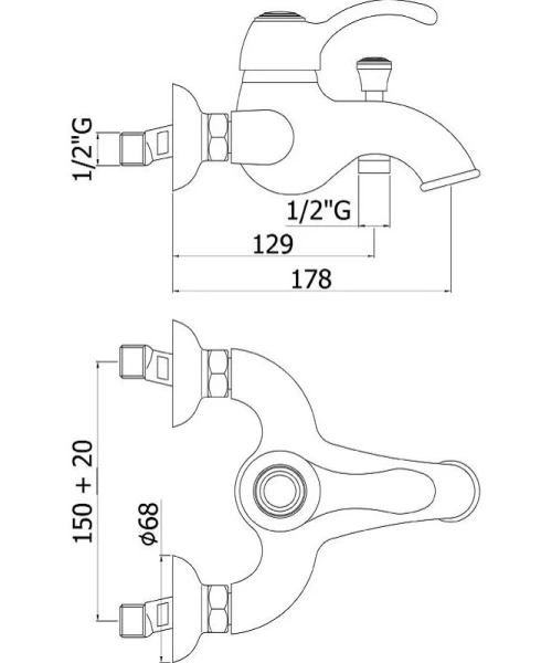 Смеситель для ванны Paffoni Flavia FA022 однорычажный (детальная фотография), для ванны