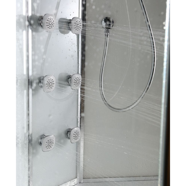 Душевая кабина Black&White Galaxy G5503 100x100 см профиль хром 5503100 (детальная фотография), угловые, с гидромассажем, c тропическим душем, с вентиляцией, с крышей, с сиденьем, с радио