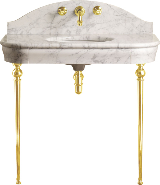 Раковина консоль Devon & Devon Palace 103 см золото светлое, мрамор Bianco Carrara DEPALACEBIOT (детальная фотография)