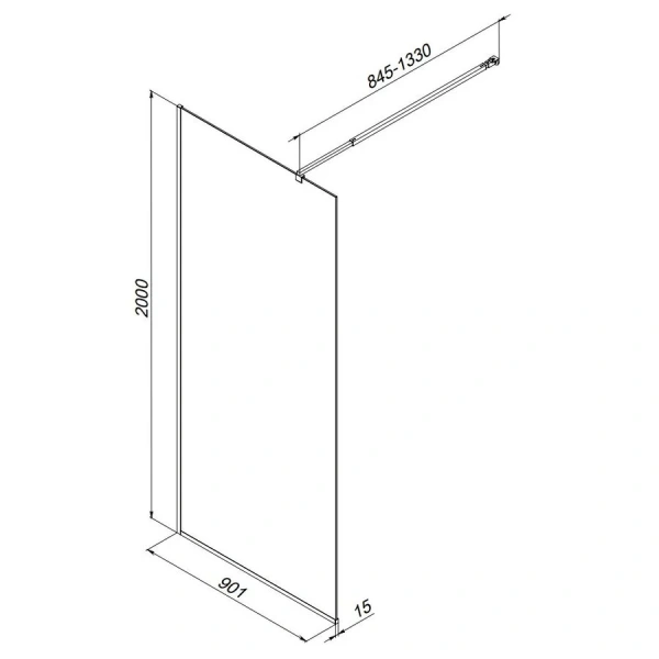 Душевая перегородка Am.Pm Func W84WI-90-F1 90 см универсальная (детальная фотография), современные, hi-tech