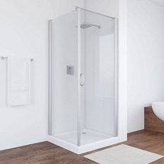 Душевой уголок профиль матовый хром стекло прозрачное Vegas-glass