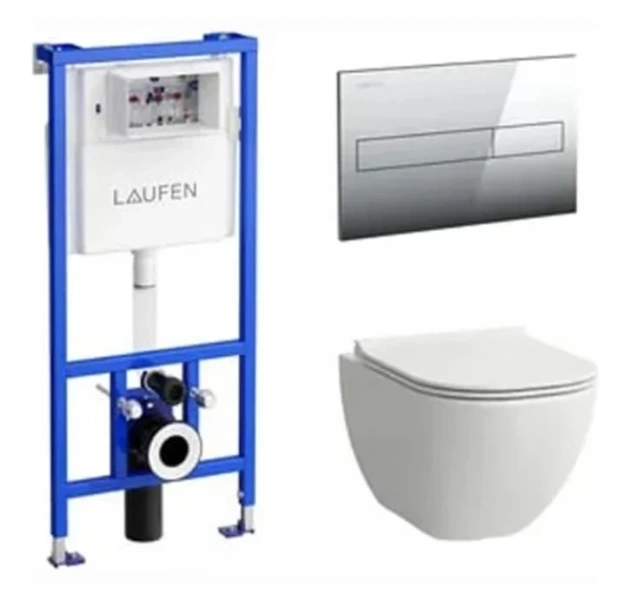 Унитаз с инсталляцией Laufen Pro с клавишей смыва 6.2071.2.004.000.3 (детальная фотография)