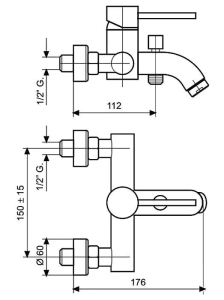 Смеситель для ванны Emmevi Piper 45001 (детальная фотография), для ванны