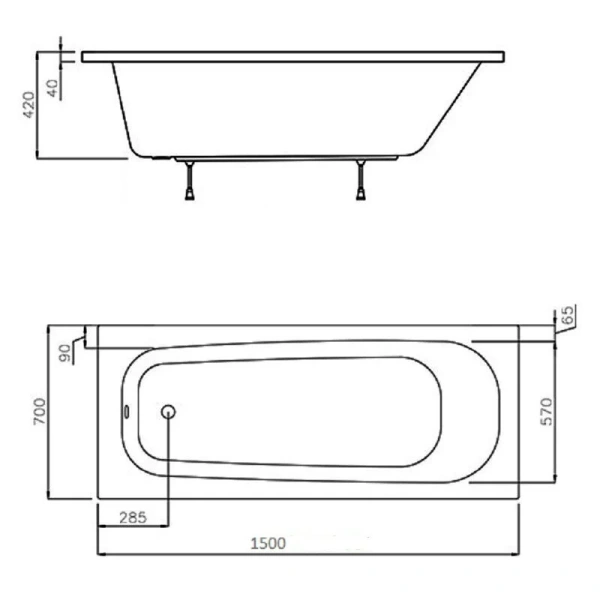 Ванна акриловая Ravak Septima C630S00000 150x70 см прямоугольная (детальная фотография), акриловые