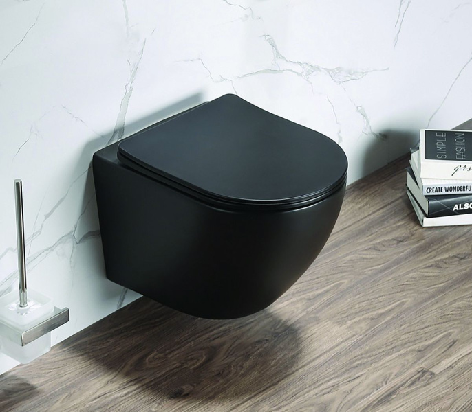Унитаз подвесной Azario Gloria черный матовый AZ-2003MB (детальная фотография), черные