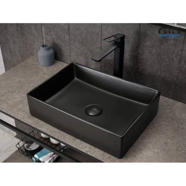 Раковина GID Geometrico Bm1204 45 см черная 53360 (детальная фотография), накладные (на столешницу)