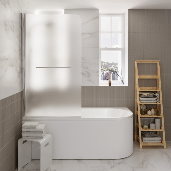 Шторка для ванны 1Marka 82х150 см профиль хром Р-02Mis (детальная фотография), современные, hi-tech