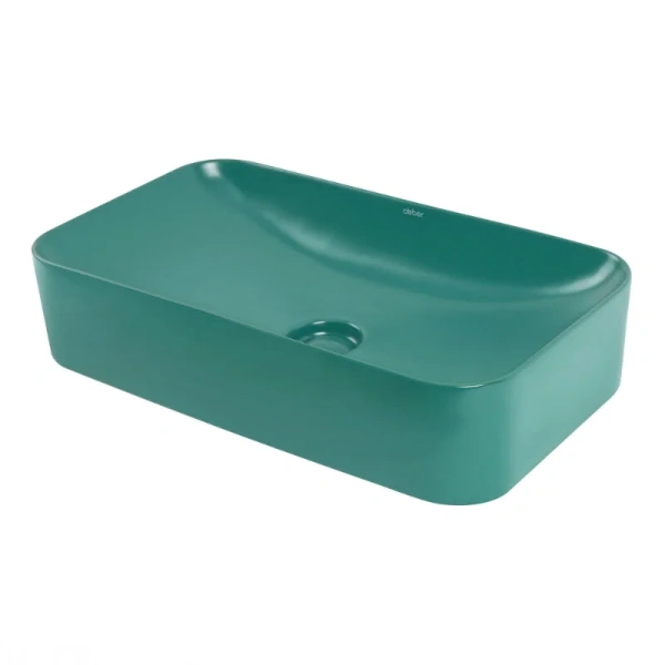Раковина Abber Rechteck 60.5 см зеленая матовая AC2204MBG (детальная фотография), накладные (на столешницу)