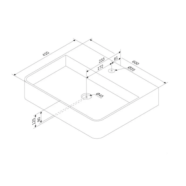 Раковина Am.Pm Func 60 см с 1 отверстием под смеситель M8FWCC10601WG (детальная фотография), современные, hi-tech