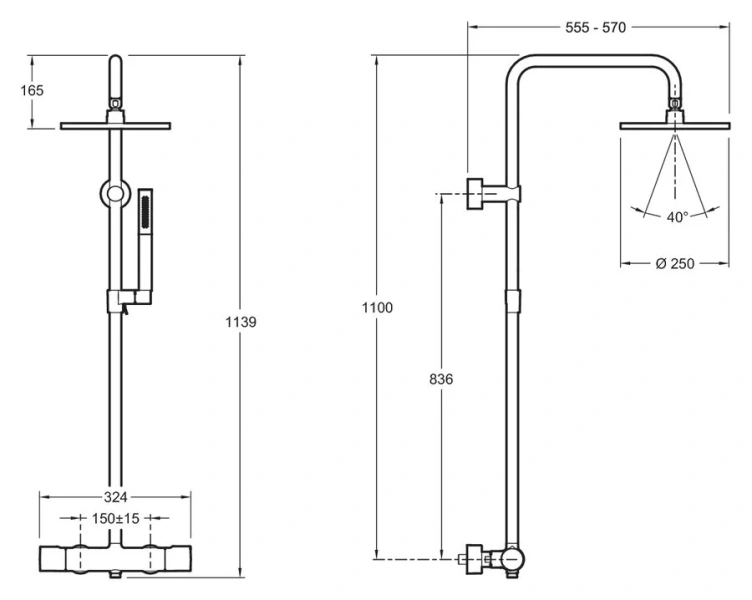 Душевая стойка Jacob Delafon Toobi термостатическая E8993-CP (детальная фотография), современные, hi-tech