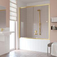 Душевая шторка на ванную профиль золотой стекло бронза Vegas-glass