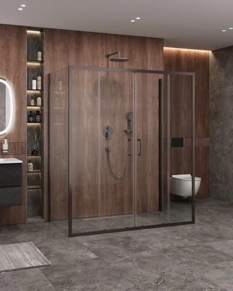 Душевой уголок Cezares Molveno 170х90 см стекло прозрачное профиль оружейная сталь MOLVENO-AH-2/2-170/90-C-GM-IV (детальная фотография), современные, hi-tech