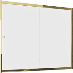 Душевая шторка на ванную профиль золотой стекло сатин Vegas-glass