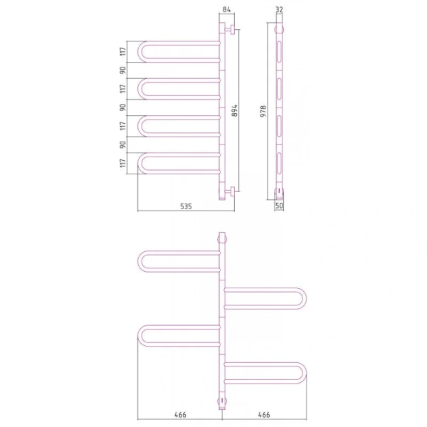 Полотенцесушитель электрический Сунержа Парео 4.0 53.5х97.8 см золото 03-0823-0978 (детальная фотография), современные, hi-tech