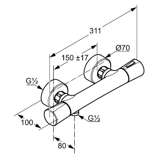Смеситель для душа Kludi Zenta 35100 латунь (детальная фотография), для душа