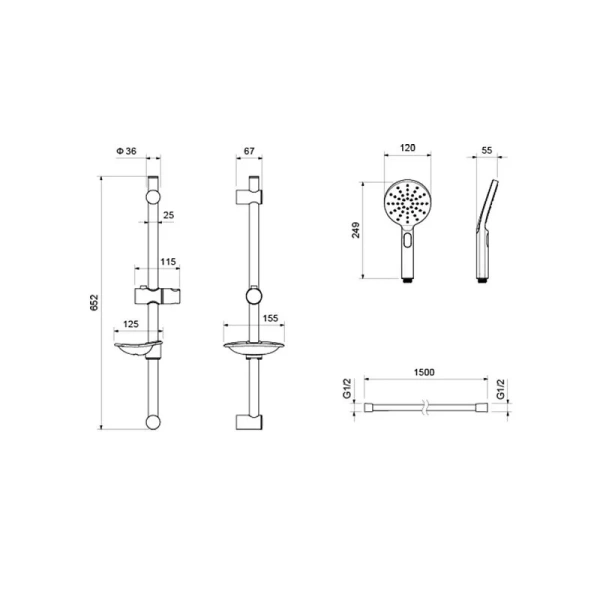 Душевой комплект Акватек Оберон хром AQ1231CR (детальная фотография), хром