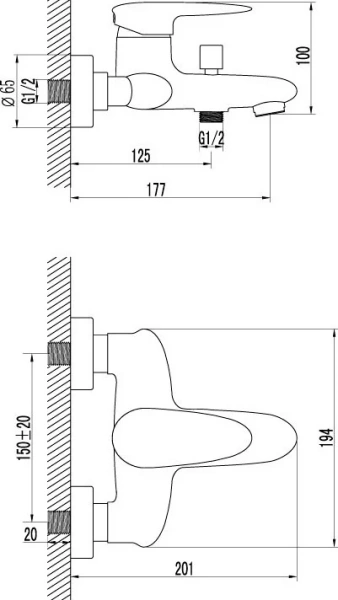 Смеситель для ванны Lemark Status LM4402C (детальная фотография), недорогие, округлая форма, с душевой лейкой