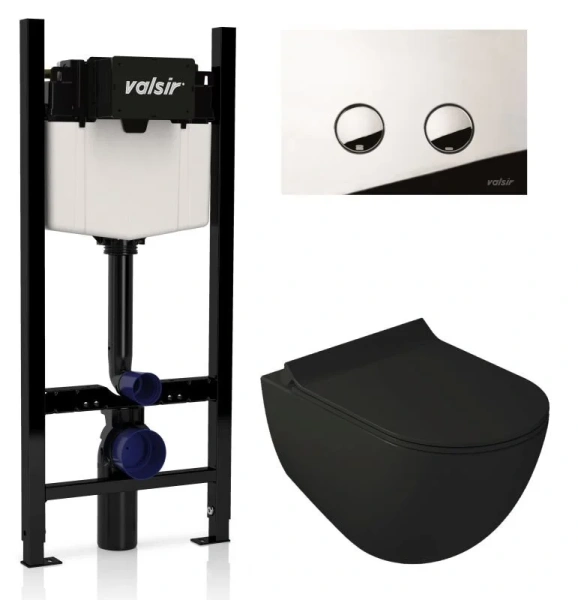 Унитаз с инсталляцией Valsir Dream кнопка хром глянцевая KIT VSCR 7317NEMT Slim P4 (детальная фотография)