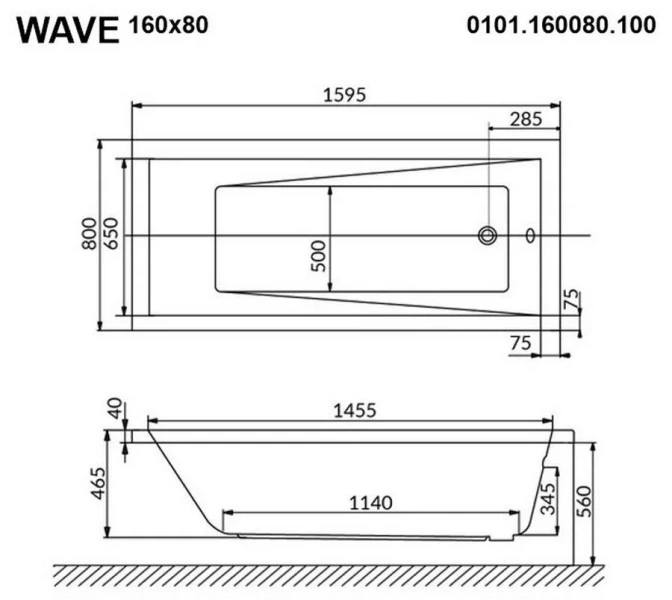 Ванна гидромассажная Whitecross Wave 160 x 80 см, SMART NANO, золото, белый, 0101.160080.100.SMARTNANO.GL (детальная фотография), акриловые