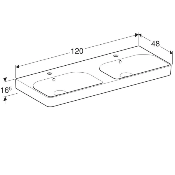 Раковина Geberit Smyle Square 120 см двойная 500.223.01.1 (детальная фотография), подвесные, пристенные