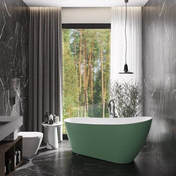 Ванна акриловая Corpa Nera Viotti CN130107, 170 х 74 см, зеленый матовый (детальная фотография), отдельностоящие