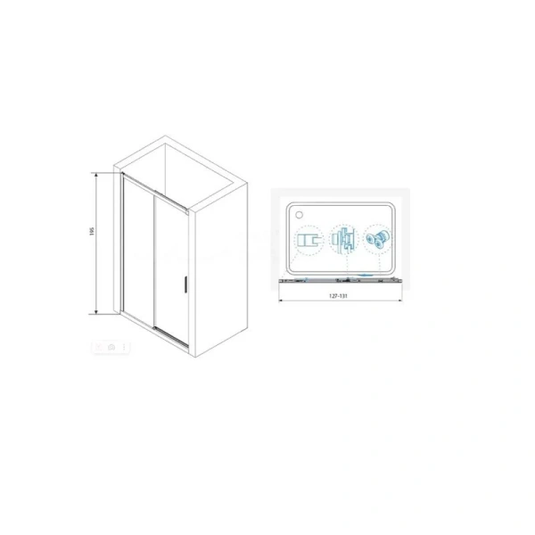 Душевая дверь в нишу RGW Leipzig Le-12 130 см стекло прозрачное, профиль хром 34121213-11 (детальная фотография), современные, hi-tech
